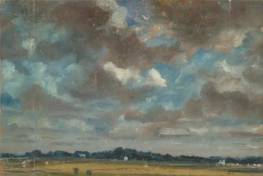 Weite Landschaft mit grauen Wolken